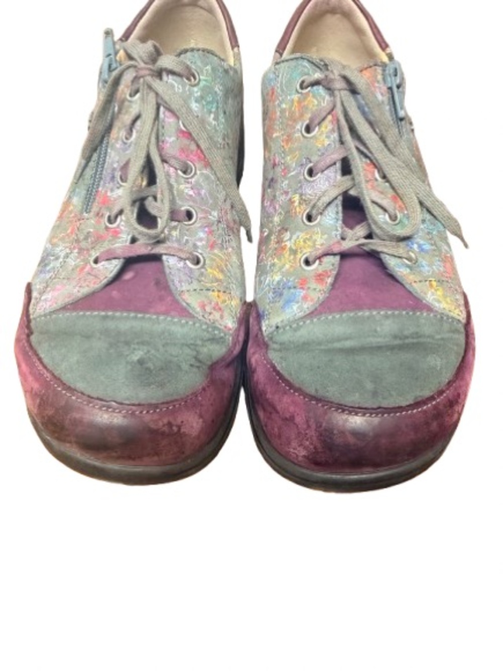 Finn Comfort Germany Floral Leather Comfort Shoes Side Zip Lace Wide US 8 EU 39 - Picture 2 of 8